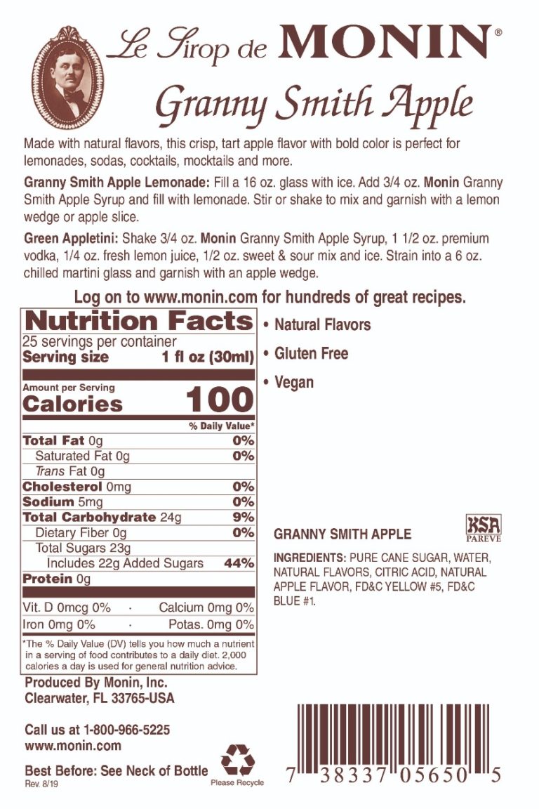 Monin Granny Smith Apple Syrup Tropical Delight