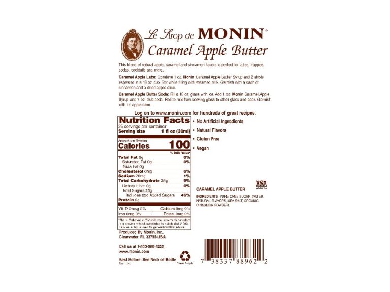 Monin Caramel Apple Butter Syrup 1 liter Tropical Delight