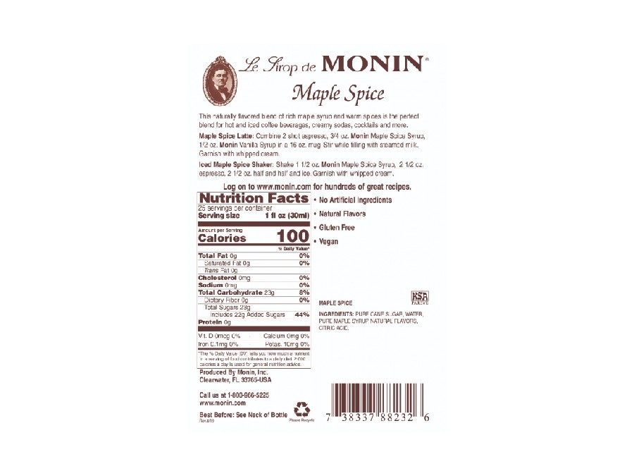 Monin Maple Spice Label